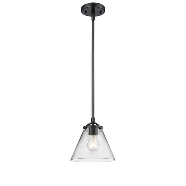 Innovations Cone 100-Watt 1 Light Oil Rubbed Bronze Shaded Mini Pendant Light with Clear Glass Shade