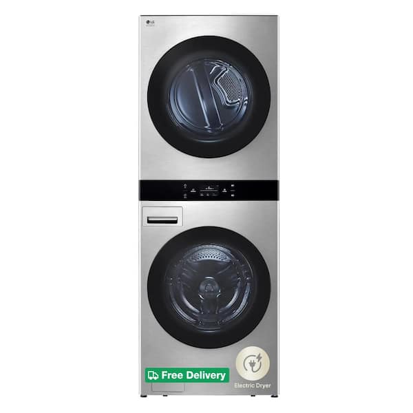 STUDIO WashTower Stacked SMART Laundry Center in Noble Steel 5.0 Cu.Ft. Front Load Washer & 7.4 Cu.Ft. Electric Dryer