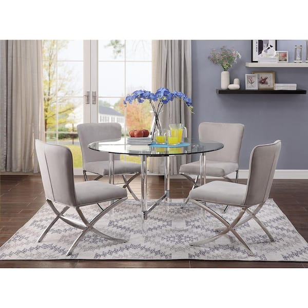 Acme Furniture Daire Chrome And Clear, Glass Chrome Dining Room Sets