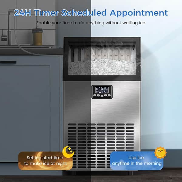 COWSAR 31.42 in. 100 lb./Day Freestanding Crescent Ice Maker