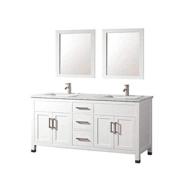 MTD Vanities Ricca 60 in. W x 22 in. D x 36 in. H Vanity in White with Marble Vanity Top in White with White Basins