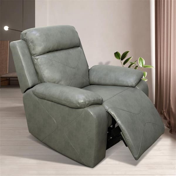 AndMakers 40.5 in. W Grey Faux Leather Power Recliner