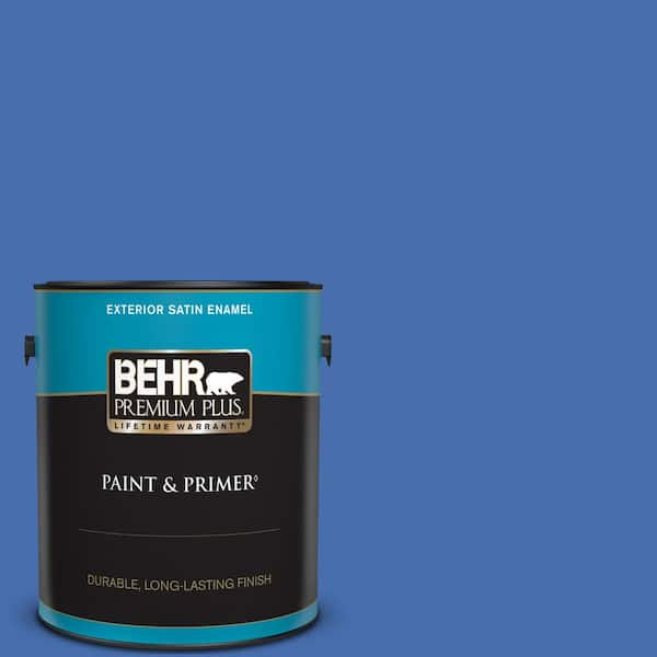 BEHR PREMIUM PLUS 1 gal. #PPU15-05 New Age Blue Satin Enamel Exterior Paint & Primer