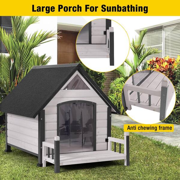 aivituvin Outdoor Dog House with Porch Strong Iron Frame - Off