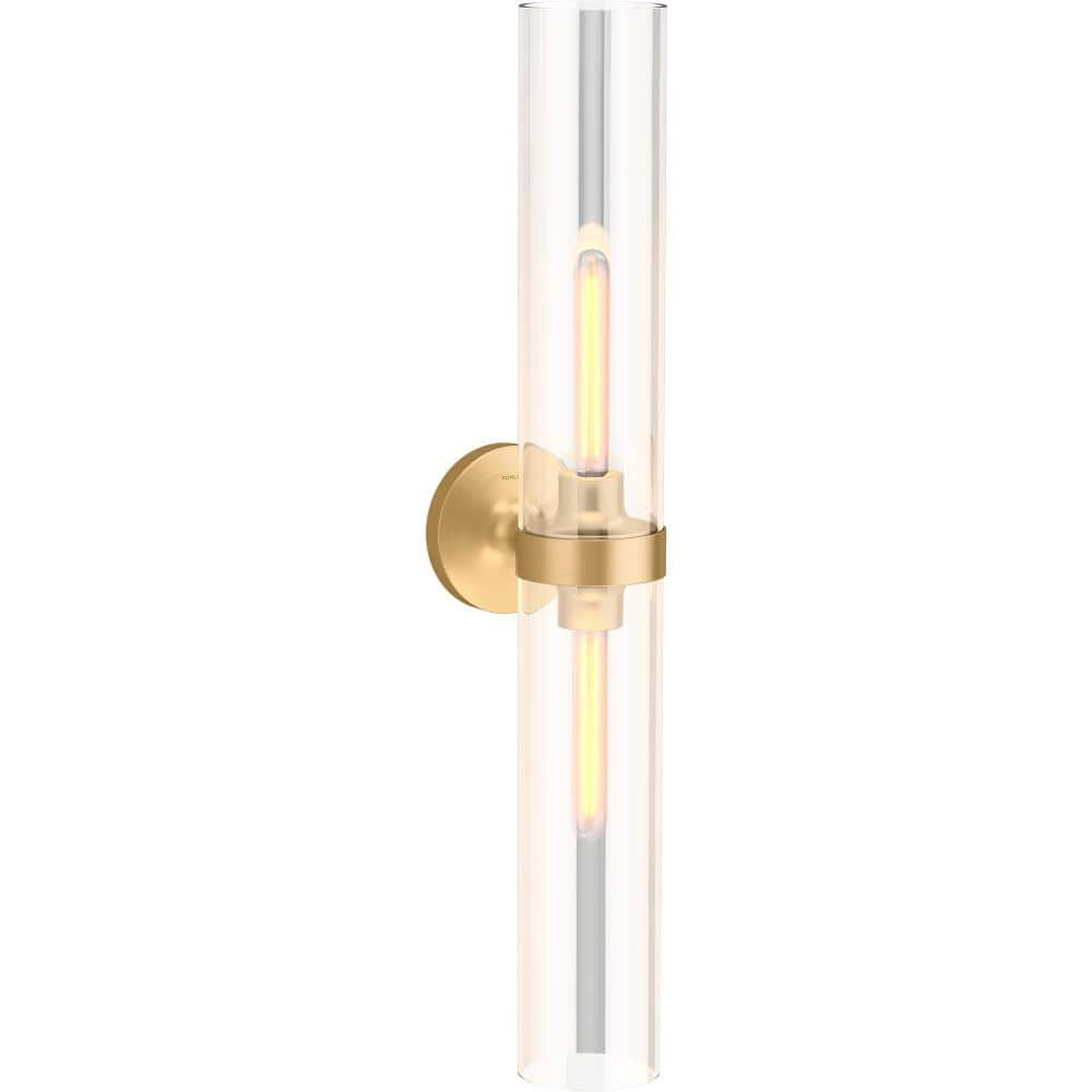 KOHLER Purist 2 Light XL Brushed Moderne Brass Indoor Bathroom Vanity   Brushed Modern Brass Kohler Vanity Lighting 27264 Sc02 2gl 64 1000 