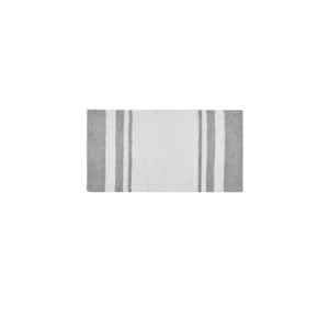 Grey 27 in. x 45 in. Spa Cotton Reversible Bath Mat Rug