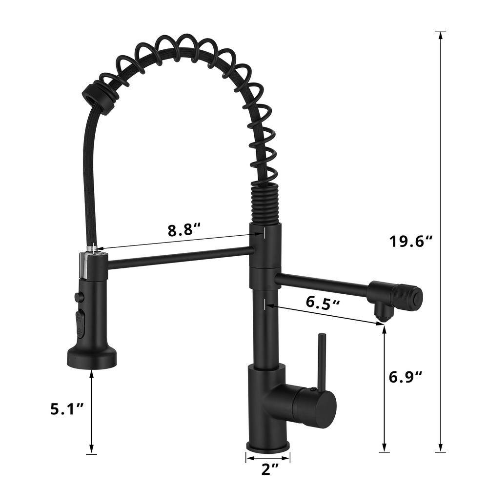 Matte Black 3-in-1 Pull-Down Kitchen Faucet with Sprayer