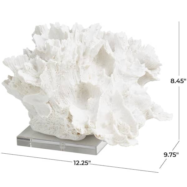 Litton Lane Oriana White 13 in. x 9 in. Polystone Textured Coral