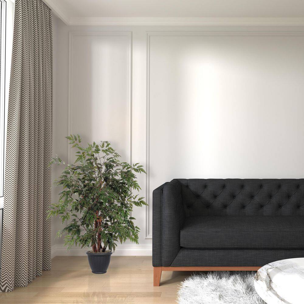 Vickerman 4 ft. Green Artificial Ming Aralia Leaf Tree in Brown Pot TBU0640RB The Home Depot