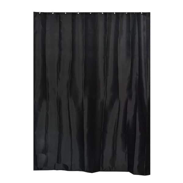 EVIDECO French home goods Design S Fabric Polyester Shower Curtain with 12 Matching Rings Black