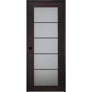 Avanti 18 in. x 80 in. 5-Lites Left-hand Frosted Glass Solid Core Black Apricot Wood Single Prehung Interior Door