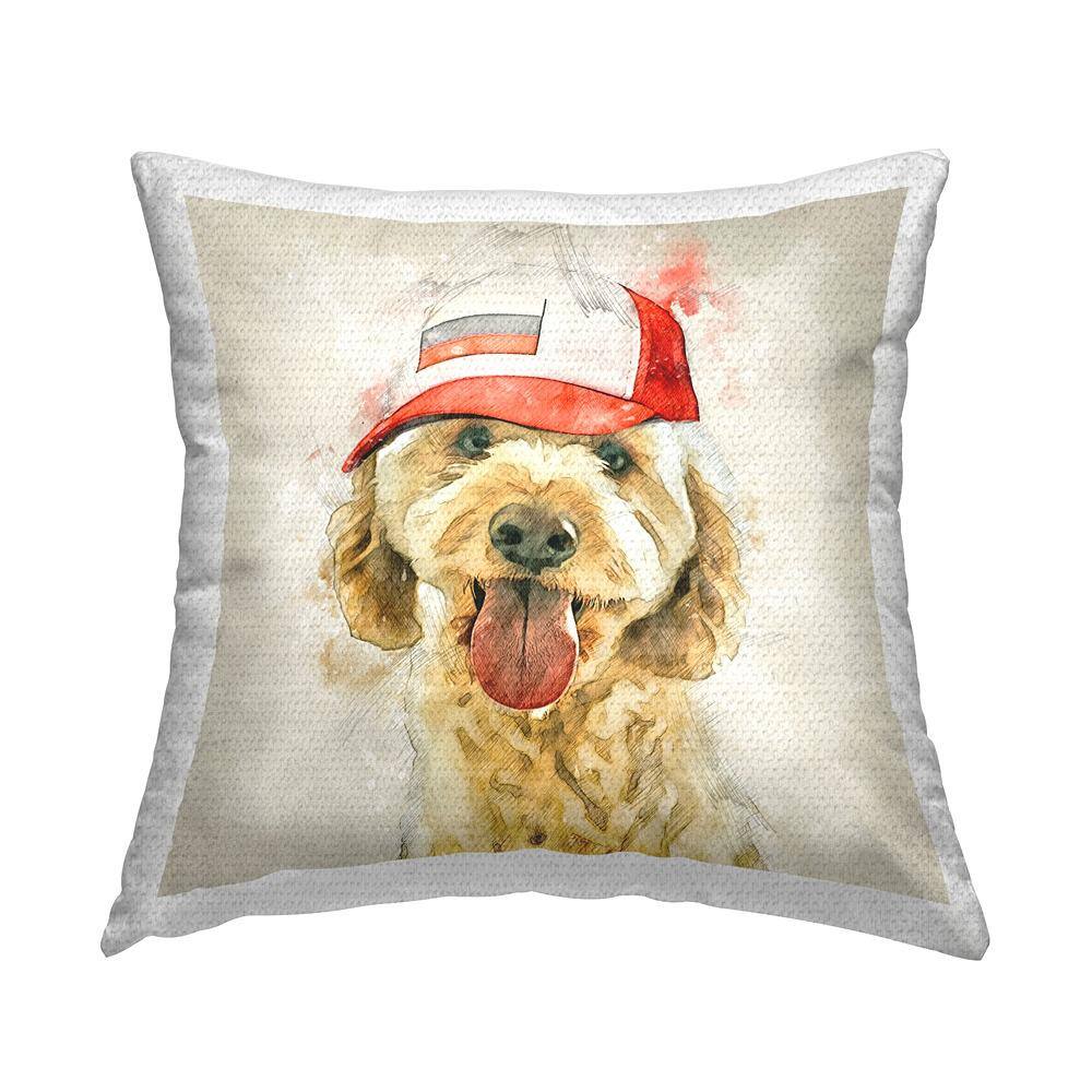 Baseball Cap Goldendoodle Dog Multi-Color Square Outdoor Throw Pillow price history on PriceWatchPro