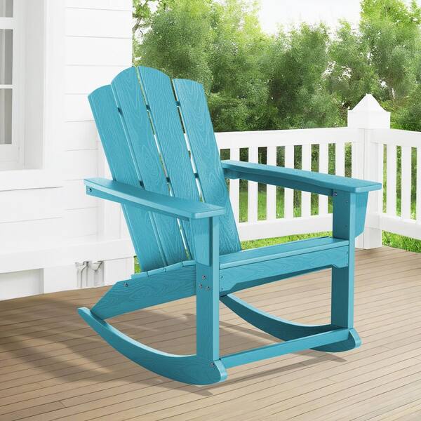 JEAREY Classic Outdoor Plastic Rocking Chair in Light Blue