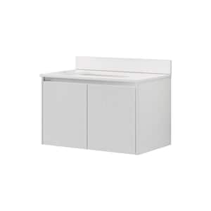 FLORA 30 in. W x 22 in. D x 20 in. H Single Sink Freestanding Bath Vanity in White with White Quartz Top