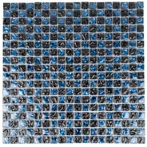 Blue and Black 11.7-in. x 11.7-in. Polished Glass Mosaic Tile (4.75 Sq ft/case)
