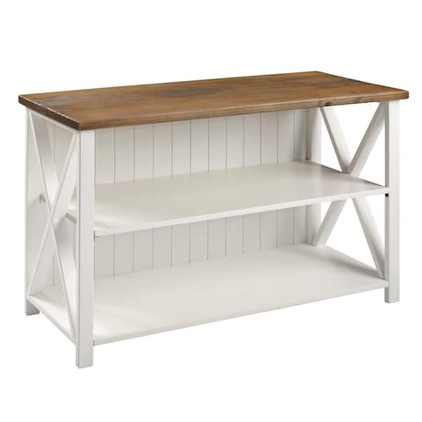 30 in. White/Reclaimed Barn Wood 2-shelf Accent Bookcase