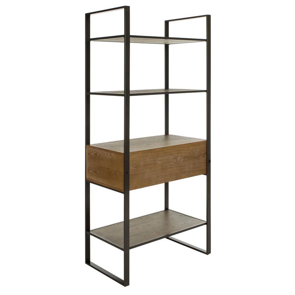 Skylar 4-Tier Gun Metal and Rustic Oak Etagere