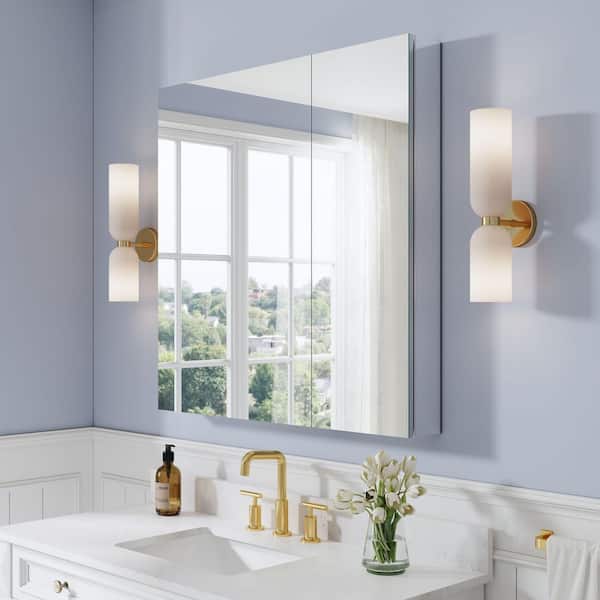 ROSA 36 in. W x 36 in. H Square Tri-View Aluminum Medicine Cabinet with Mirror, Combo Set, BLUM Hinge, Soft Close