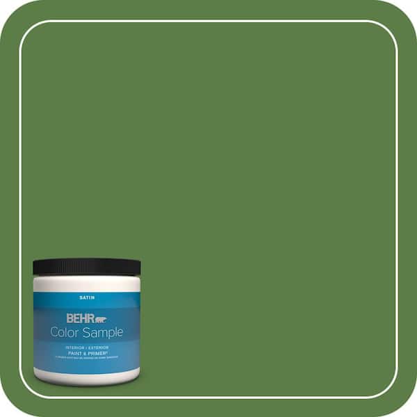 BEHR PREMIUM PLUS 8 oz. #440D-6 Grassy Field Satin Enamel Interior/Exterior Paint & Primer Color Sample