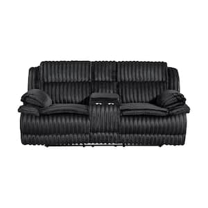 Lazzara Durant 78 in. W Black Faux Leather Power Double Reclining