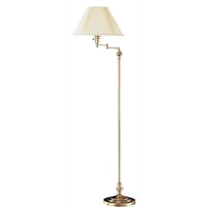 59 in. Antique Brass Swing Arm Metal Floor Lamp