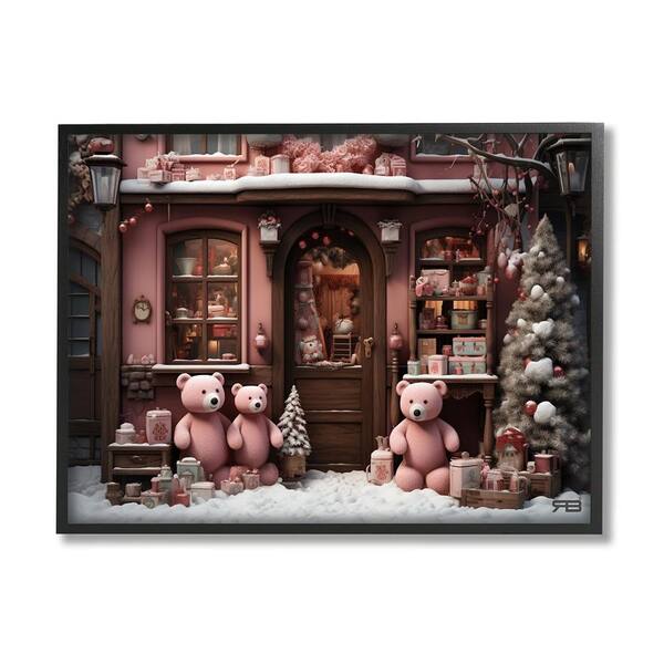 Stupell Industries Christmas Shop with Bears by RB 1 Piece Framed Graphic Print Architecture Poster Art Print 14 in. x 11 in.