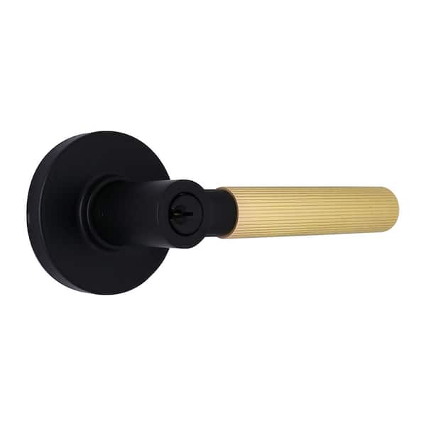 Home Decorators Collection Downing Matte Black/Brushed Gold Keyed Entry Door Lever