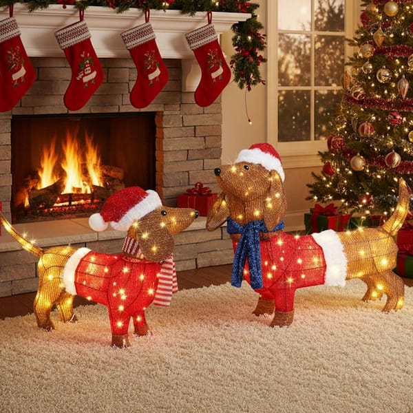 Karl home 2PCS 28 in. Lighted Dachshund Dogs Christmas Decoration