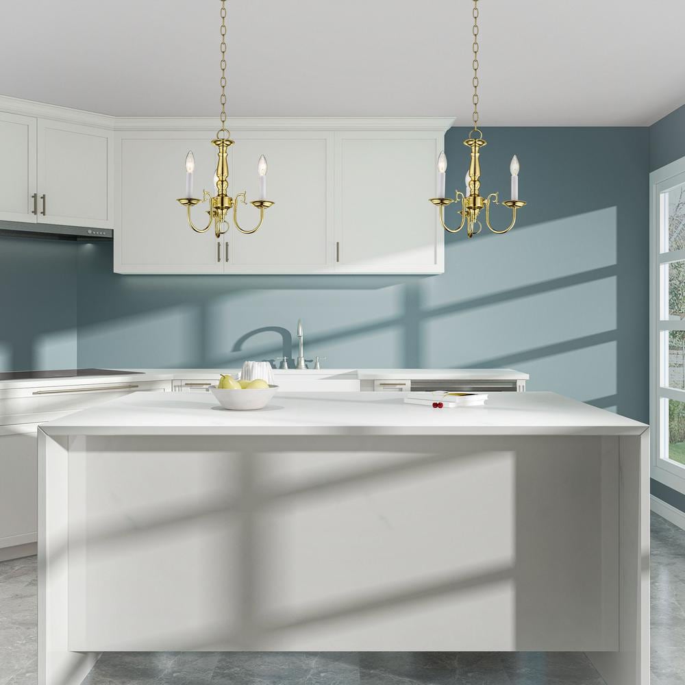 Elegant Williamsburgh Polished Brass Mini 3-Light Chandelier