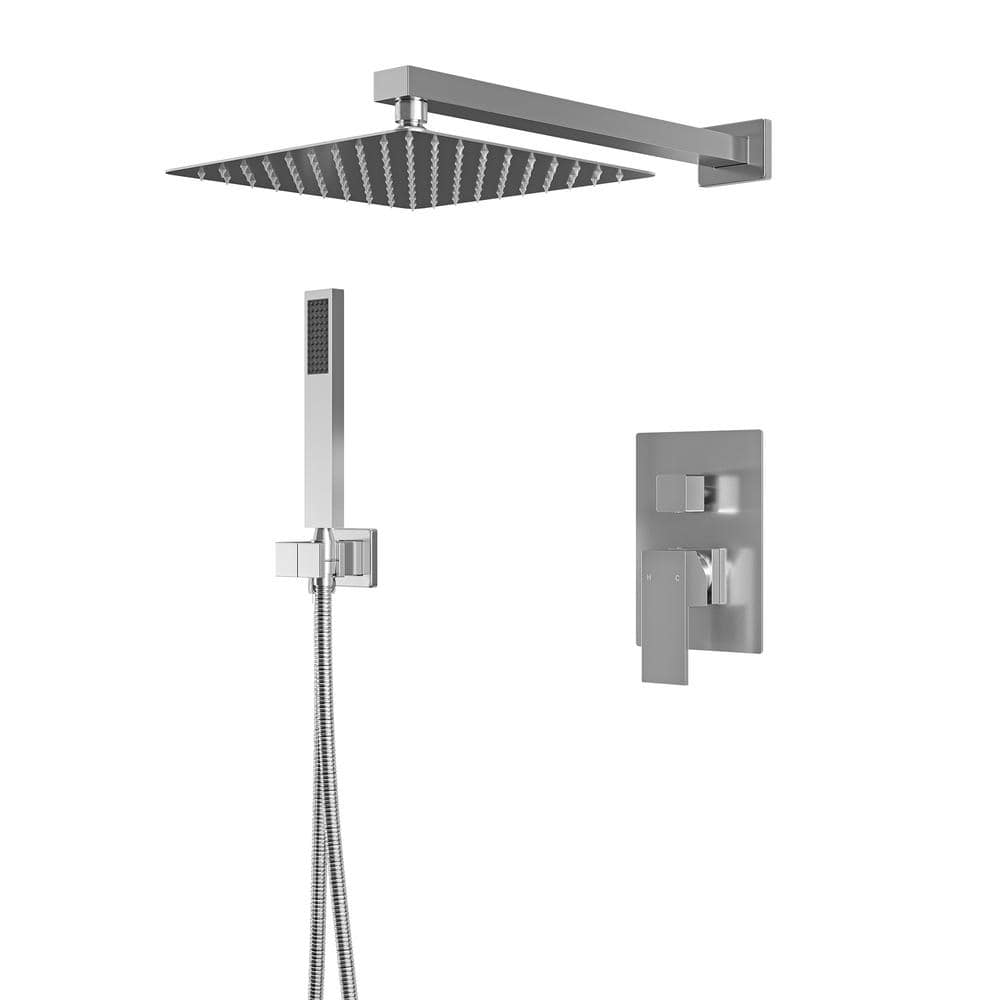 Boyel Living 1 Spary 10 in. Dual Shower Head Wall Mounting Fixed and Handheld Shower Head 2.5 GPM in Brushed Nickel