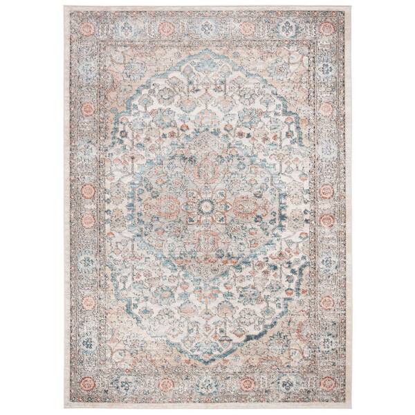 SAFAVIEH Martha Stewart Gray/Blue 10 ft. x 14 ft. Border Floral Area Rug