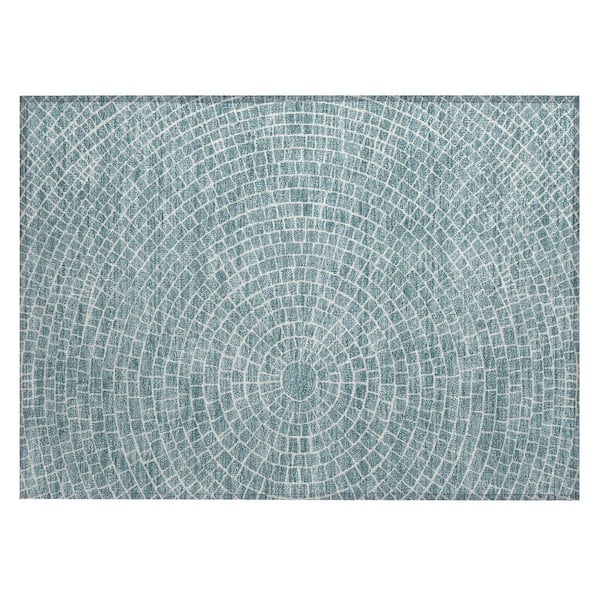 Chantille Machine Washable Indoor/Outdoor Abstract ACN2455 Teal 2 ft. x 3 ft. Area Rug
