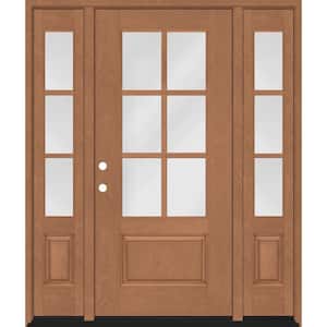 Regency 64 in. x 80 in. 3/4-6Lite Clear Glass RHIS AutmnWh Fiberglass Prehung Front Door w/Dbl 12in.SL & 8012NKL Lockset