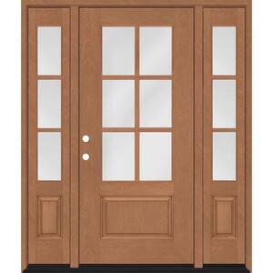 Regency 68 in. x 80 in. 3/4-6Lite Clear Glass RHIS AutmnWh Fiberglass Prehung Front Door w/Dbl 14in.SL & 8012NKL Lockset