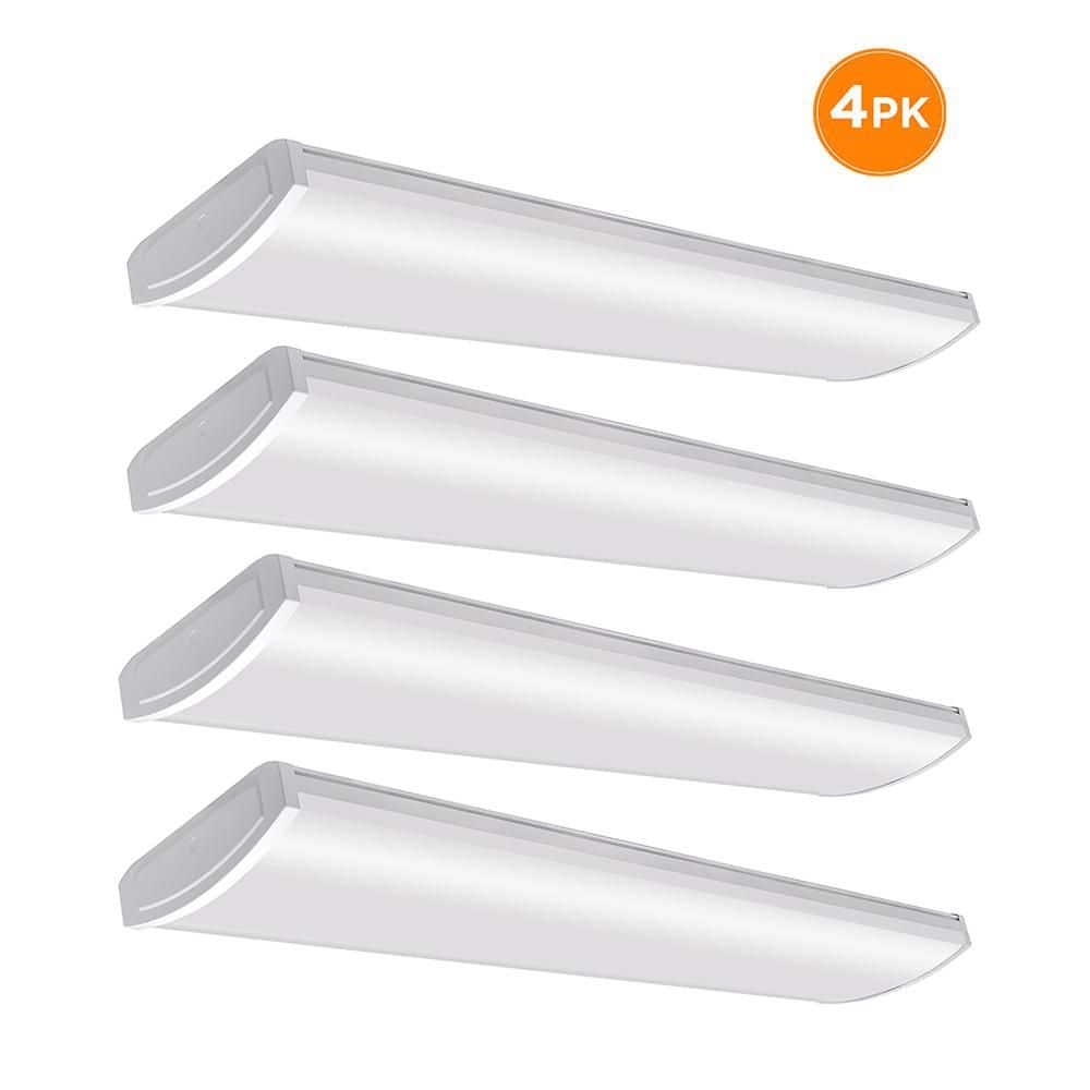 4-Pack 4 ft. 5200 Lumens LED Wraparound Light Garage Light Shop Light Offic