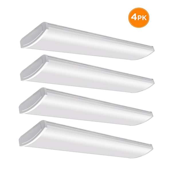 4-Pack 4 ft. 5200 Lumens LED Wraparound Light Garage Light Shop Light Office Warehouse 120-277V 4000K Bright White