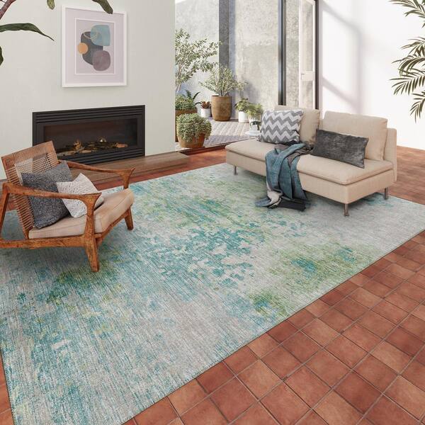 Addison Rugs Accord Green 8 ft. x 10 ft. Abstract Indoor/Outdoor