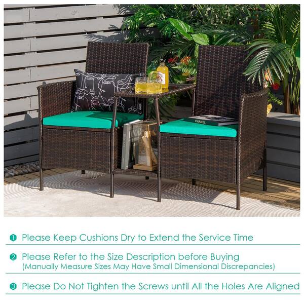 Costway patio rattan conversation set seat sofa cushioned loveseat glass table chairs new arrivals