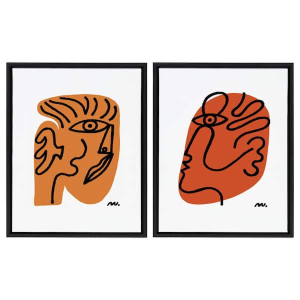 Kate and Laurel Sylvie "Abstract Face" by Simon Te of Tai Prints Framed Canvas Wall Art Set 24 in. x 18 in.