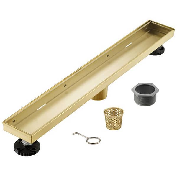 Elegante Drain Collection 36 in. Linear Stainless Steel Shower Drain with Tile Insert and Zirconium Gold Plating