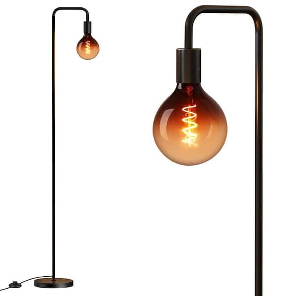 Rottogoon 67 in. Black Paint Arc Standing Lamp Industrial Foor Lamp with Clear Globe Glass LED Bulb Floor Lamp for Living Room
