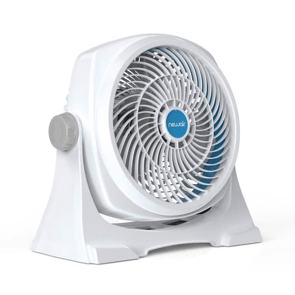 NewAir 12 in. 3 Fan Speed Compact 2-in-1 Air Circulator Wall or Floor Fan in White with RingForce and Adjustable Pivot Head
