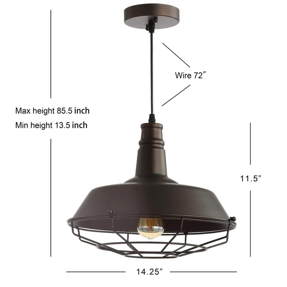Rustic Farmhouse 14.25" Oil Rubbed Bronze LED Pendant Light