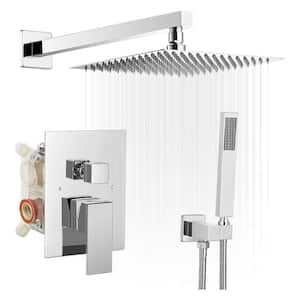 Rain Single Handle 2-Spray Shower Faucet 2.5GPM with Flexible 12 in Shower System Head with Handheld in Polished Chrome