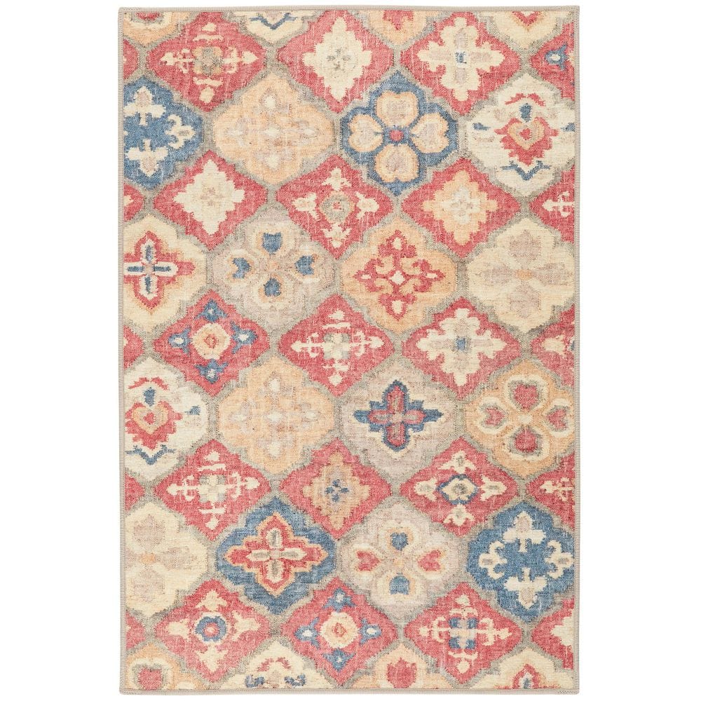 DASH & ALBERT Pali Machine Washable Multi 2 ft. x 3 ft. Indoor Area Rug ...