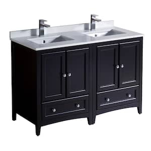 Oxford 48 in. Double Vanity in Espresso with Quartz Stone Vanity Top in White with White Basins