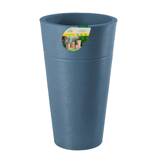 18 in. Gramado Jeans Round Plastic Planter for Indoor & Outdoor (18 in. D x 31.5 in. H)