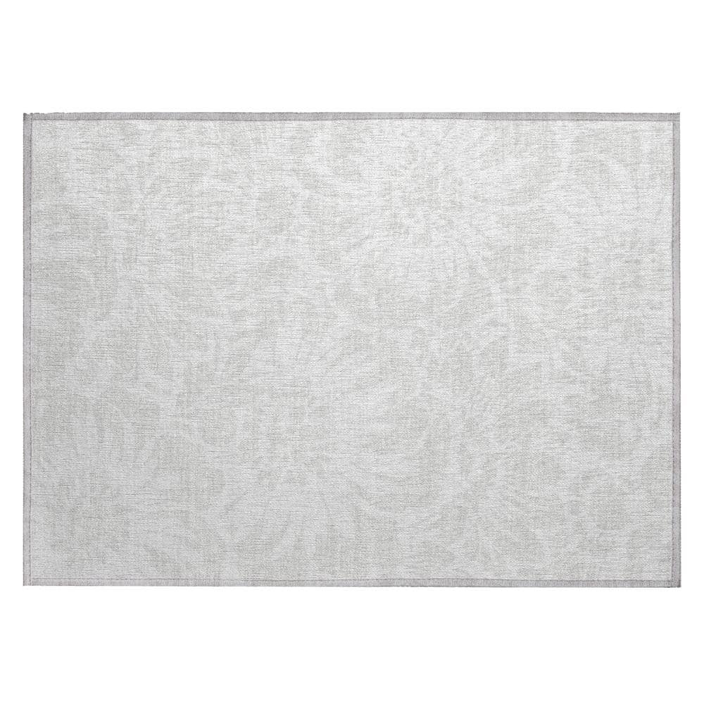 Ivory Floral Rectangular Machine-Washable Rug 1'8" x 2'6"