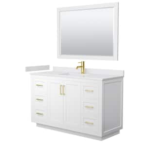 Miranda 54 in. W x 22 in. D x 33.75 in. H Single Sink Bath Vanity in White with White Cultured Marble Top and Mirror