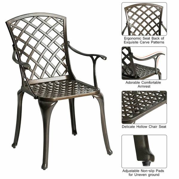 Casainc Black Aluminum Outdoor Dining, Black Cast Aluminum Outdoor Dining Chairs